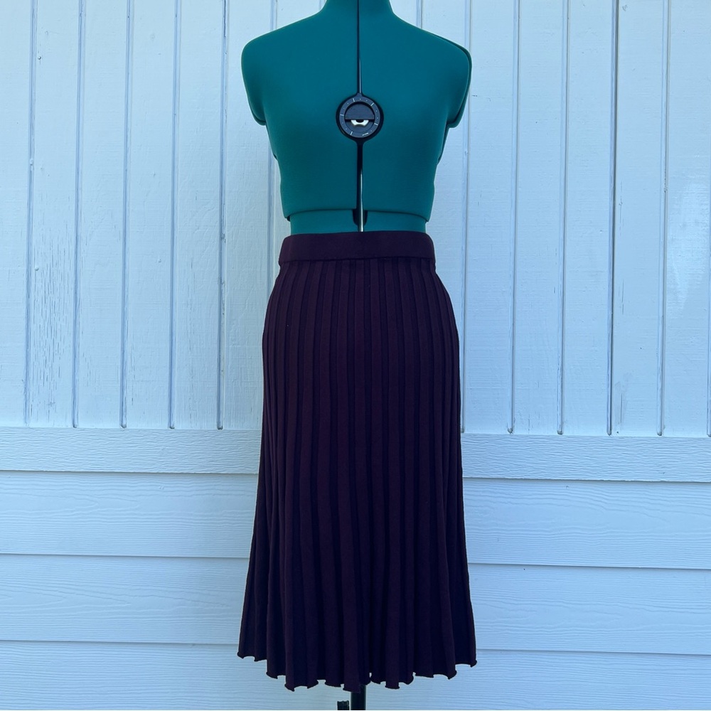 A New Day: Pleated Burgundy Skirt